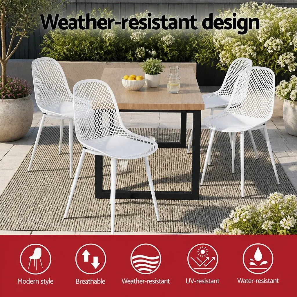 Outdoor Dining Chairs 4PC Set PP Lounge Patio Garden Furniture Yellow