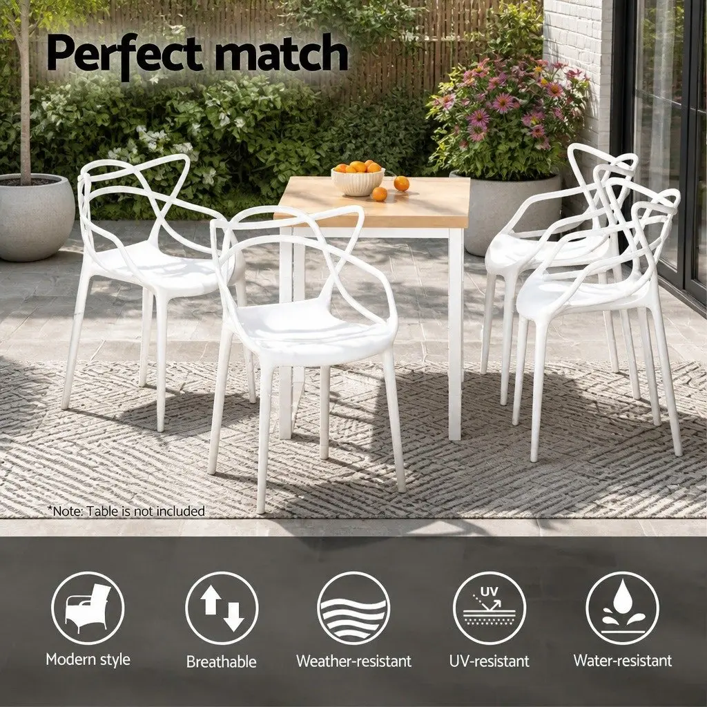 Stackable Outdoor Dining Chairs Set 4PC PP Patio Furniture Lightweight Portable