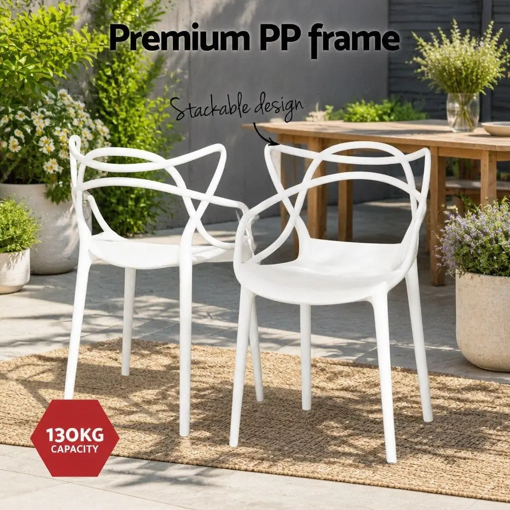 Stackable Outdoor Dining Chairs Set 4PC PP Patio Furniture Lightweight Portable