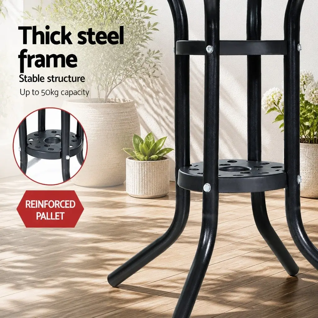 Outdoor Bistro Set with Cushions and Glass Table