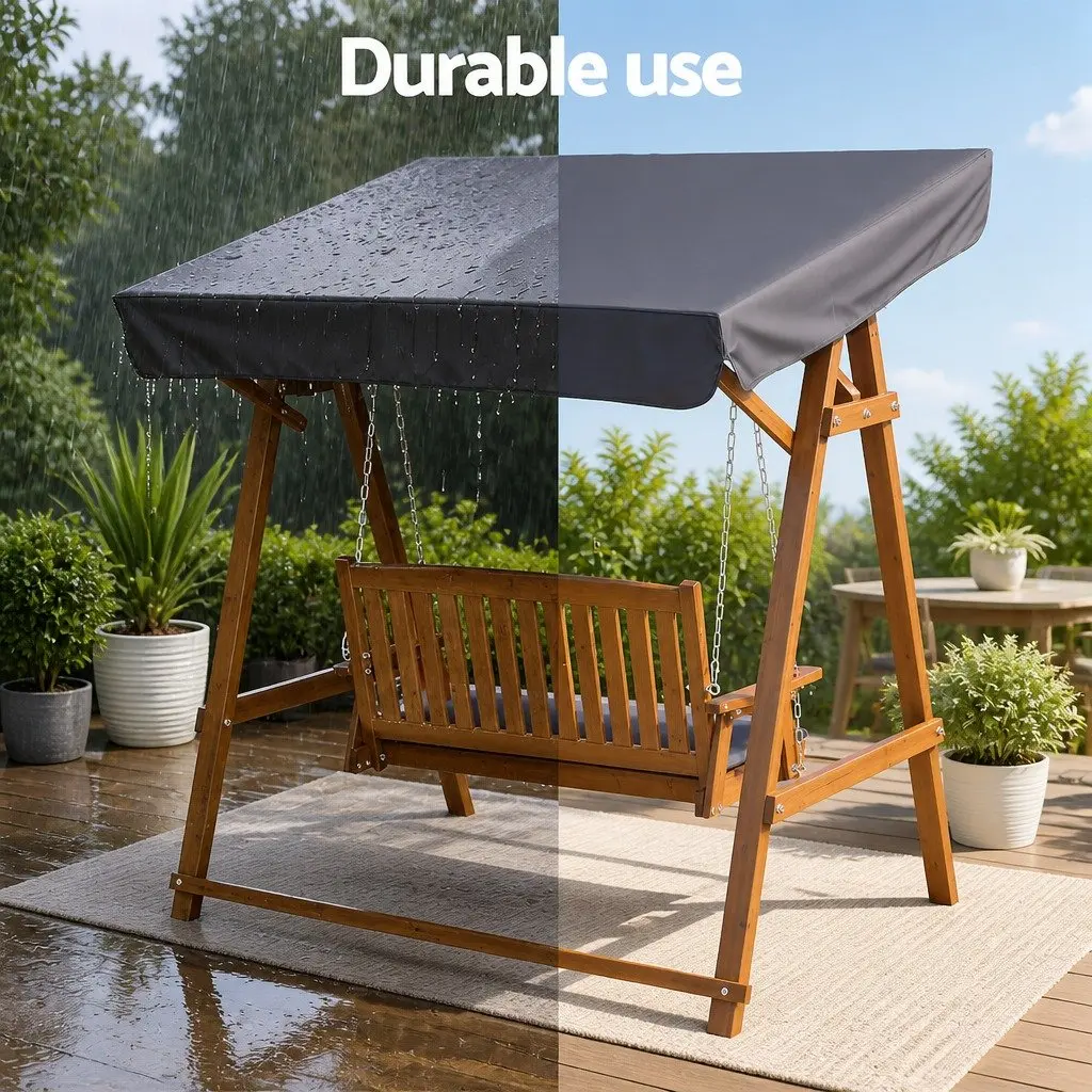 Swing Chair Garden Bench Canopy 2 Seater Outdoor Furniture Wooden Lounger