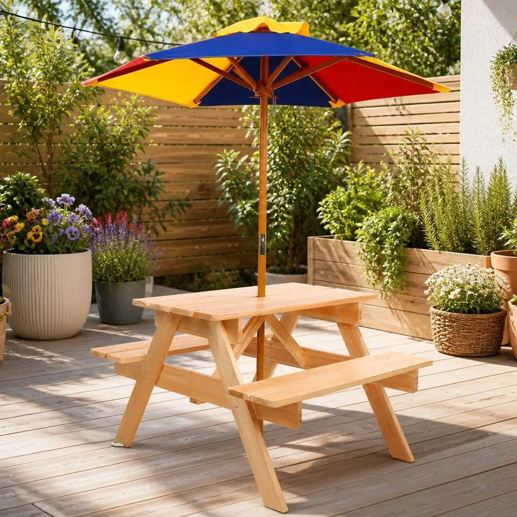 Kids Wooden Picnic Table Set