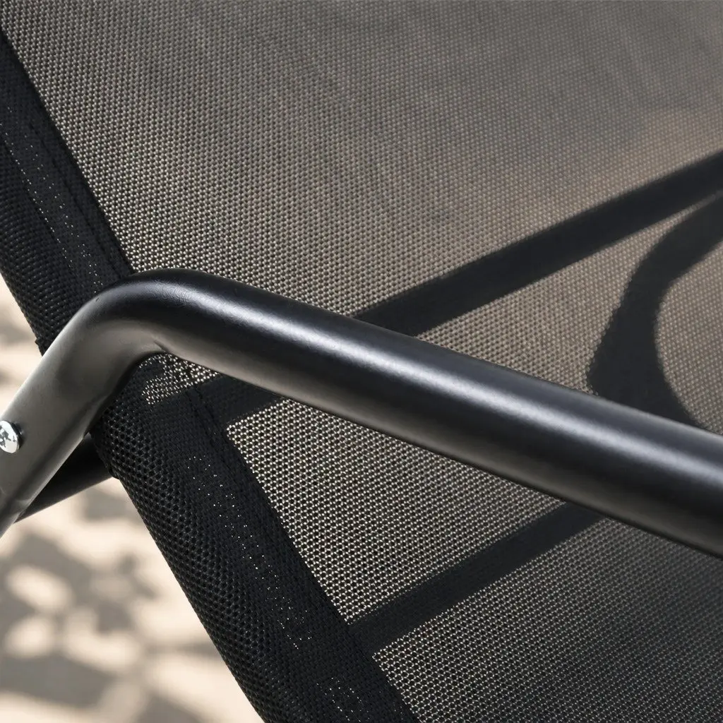 Rocking Lounge Chair Weather-resistant Steel Frame Black 155x60x84 cm
