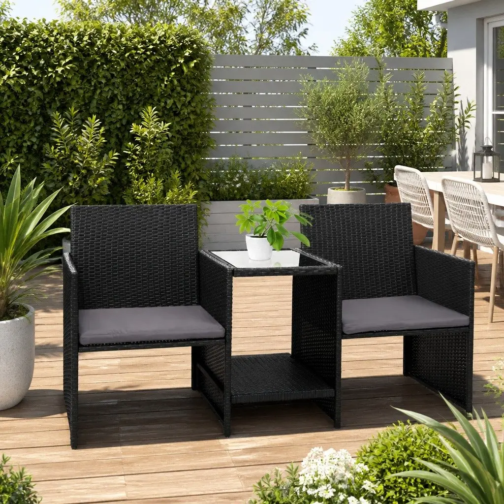 Wicker Loveseat Bistro Set