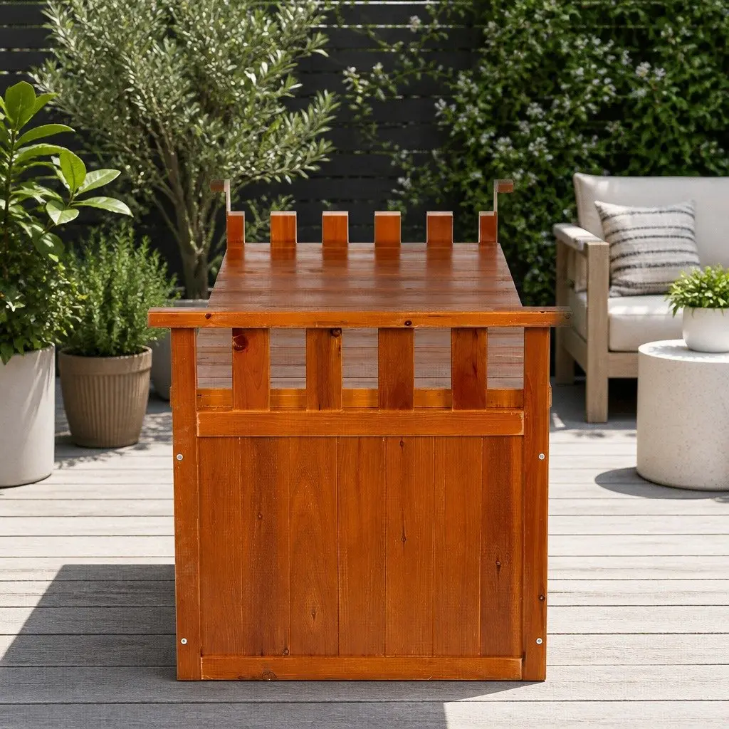 Outdoor Storage Bench Box Wooden 129cm Garden Chest Seat Natural