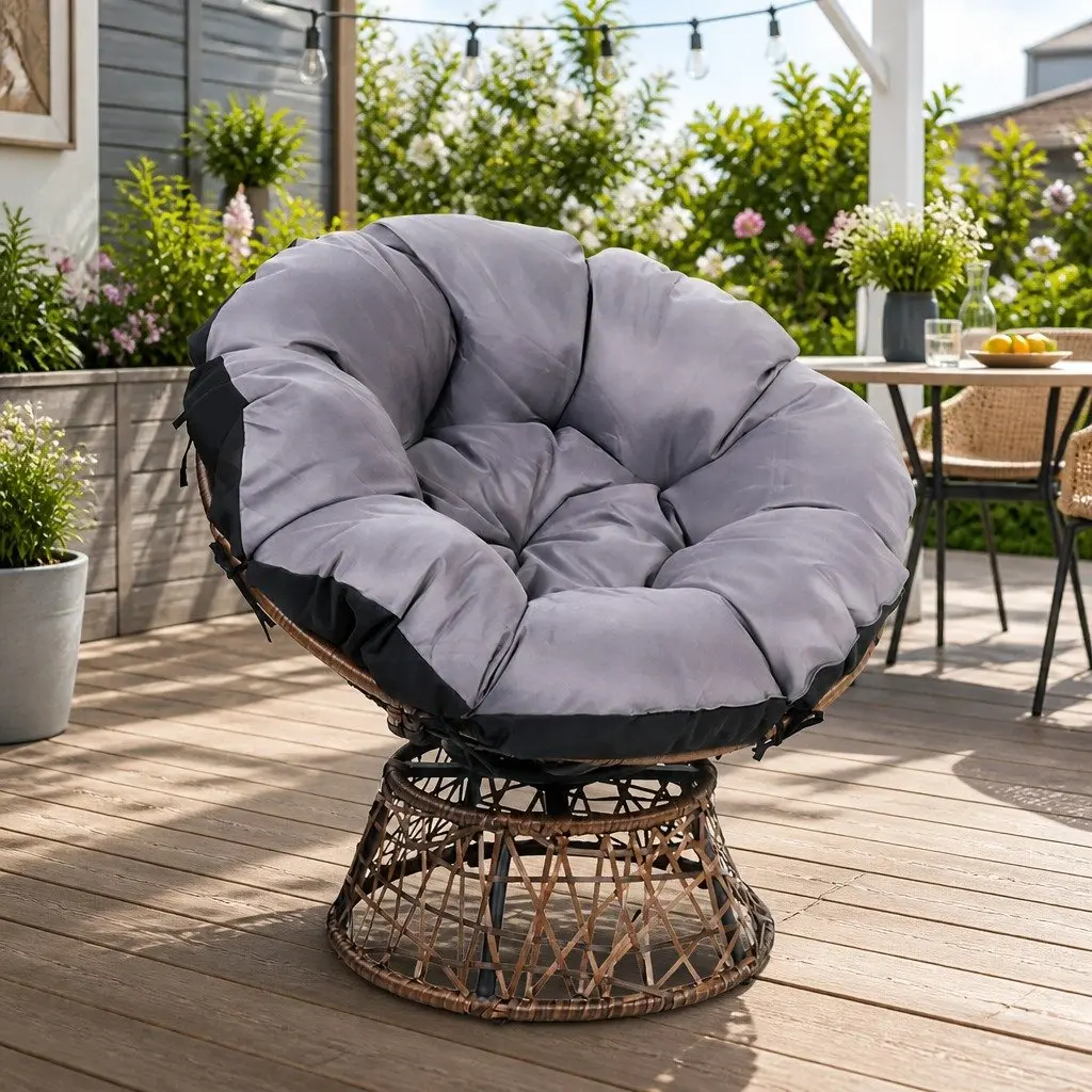 Papasan Chair Rotatable Outdoor Wicker 85cm x 73cm x 89cm