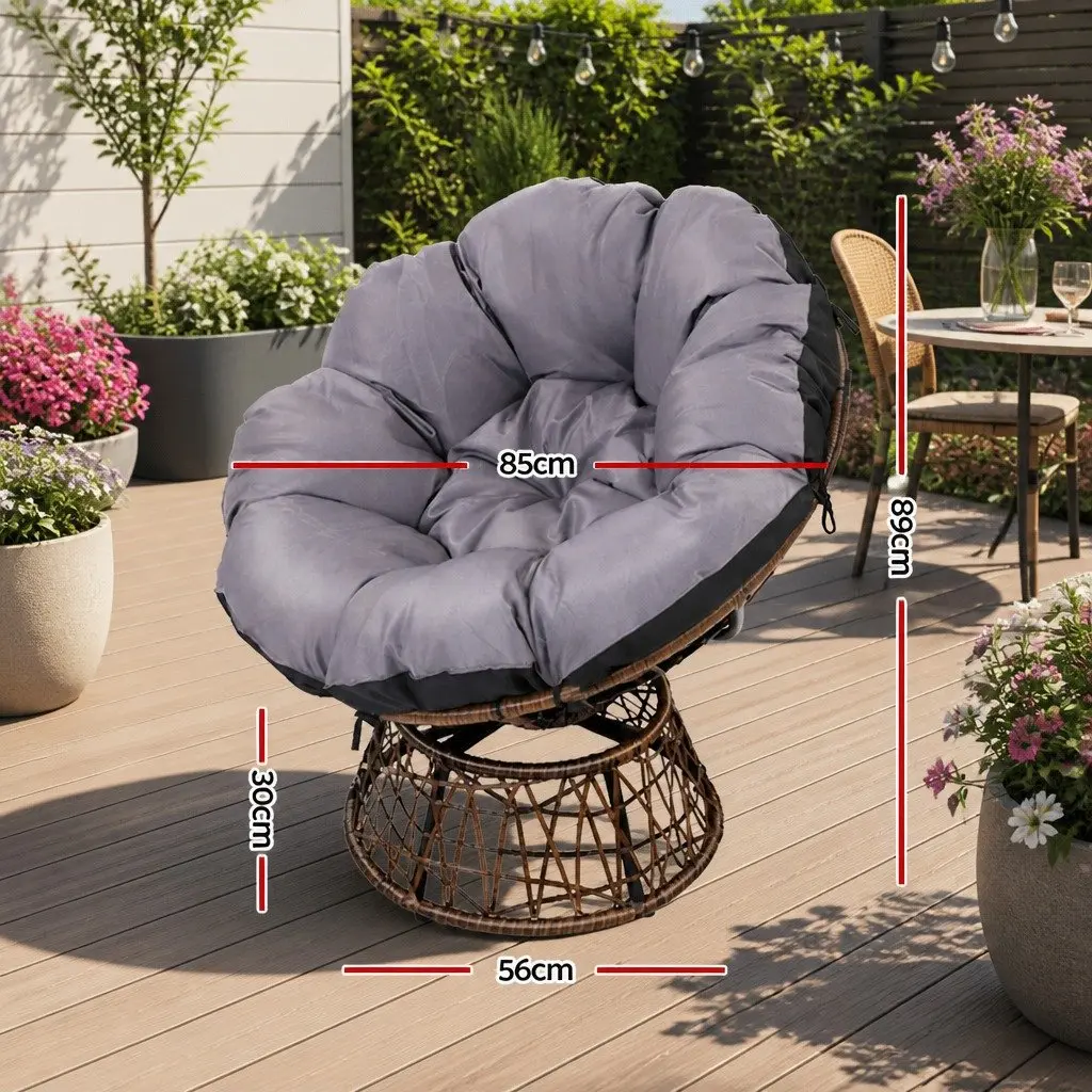 Papasan Chair Rotatable Outdoor Wicker 85cm x 73cm x 89cm