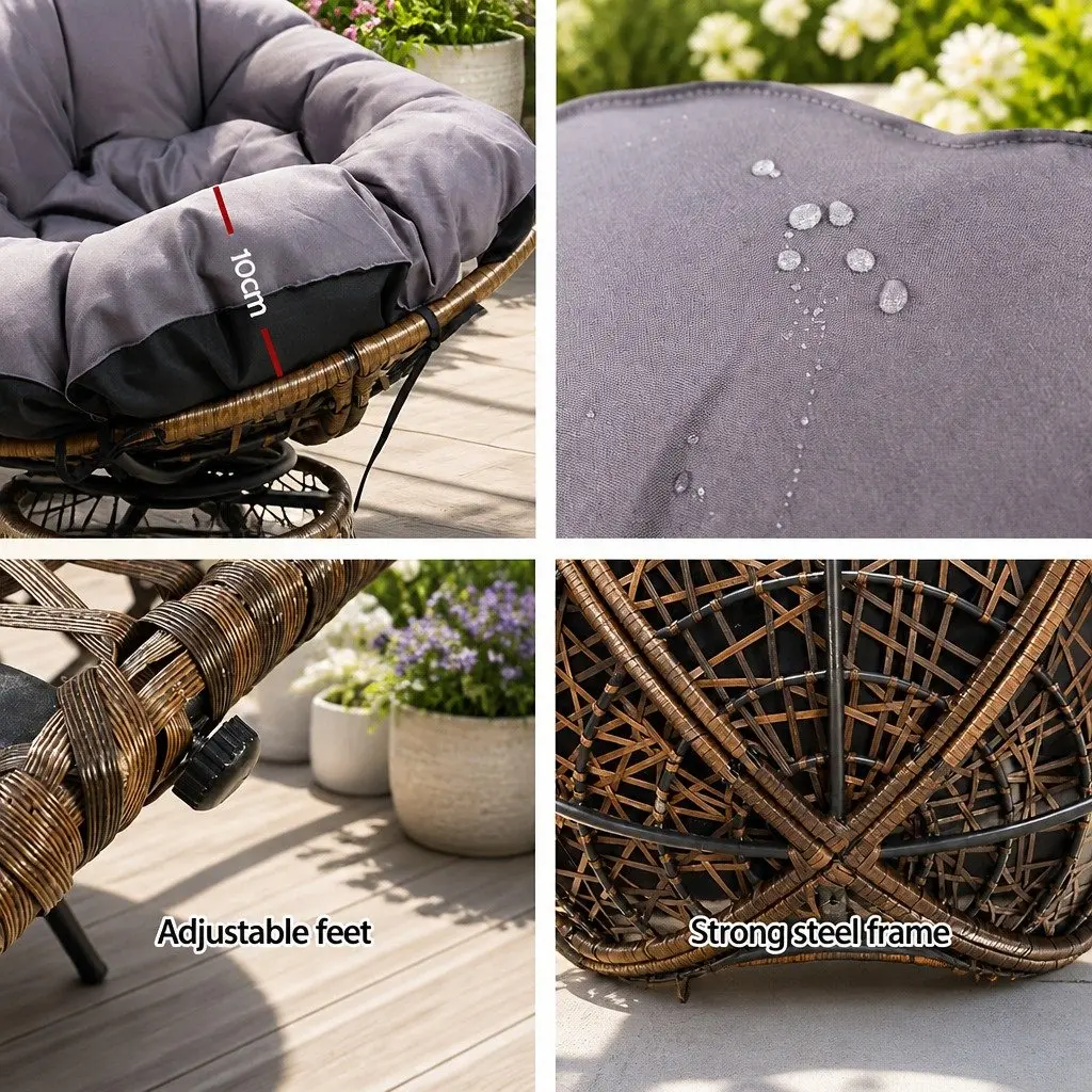 Papasan Chair Rotatable Outdoor Wicker 85cm x 73cm x 89cm