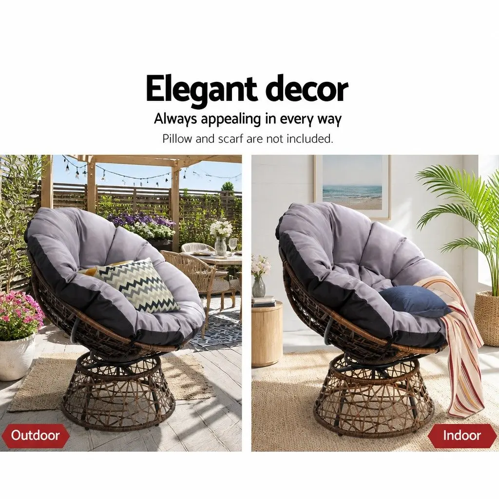 Papasan Chair Rotatable Outdoor Wicker 85cm x 73cm x 89cm