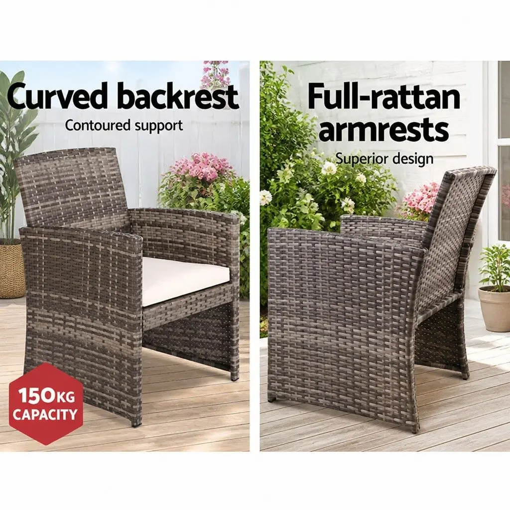 4 Piece Outdoor Rattan Sofa Set with Storage Cover Grey