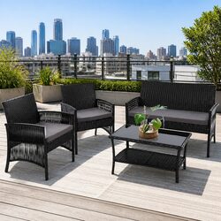 Your New 4PC Outdoor Wicker Sofa Set Awaits