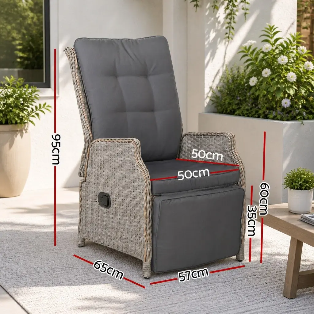 Wicker Recliner Lounge Chair Set