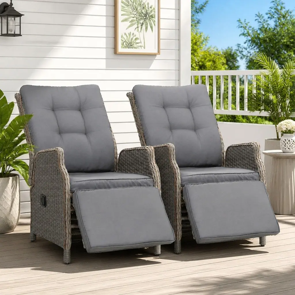 Wicker Recliner Lounge Chair Set