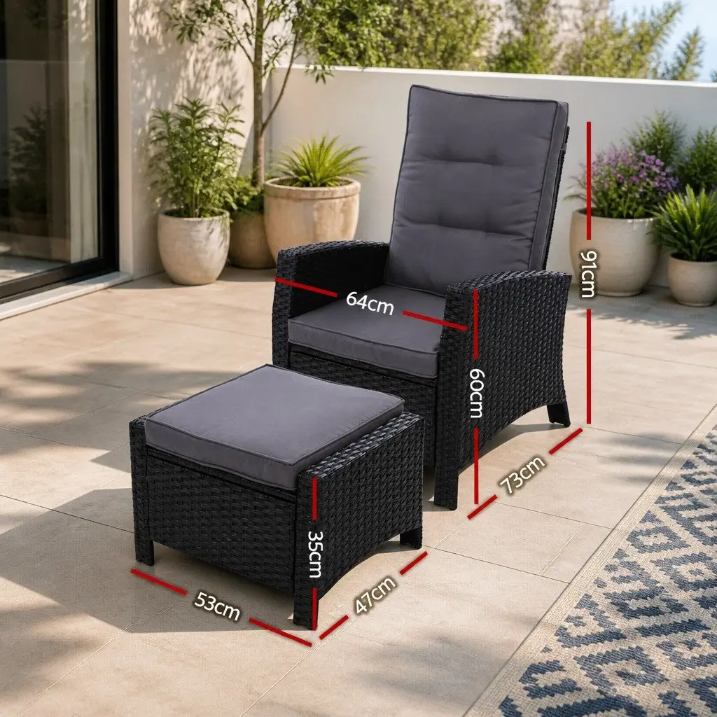 Wicker Recliner Chair Set