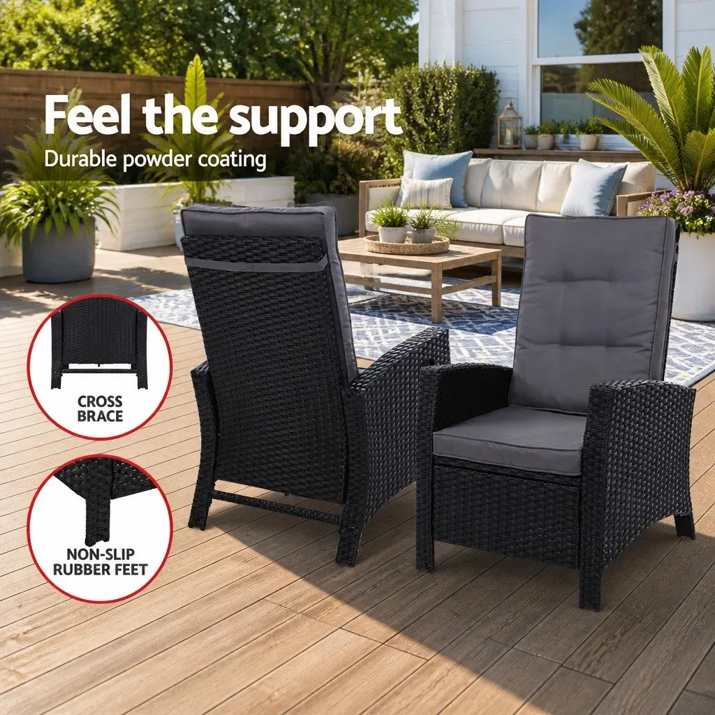 Wicker Recliner Chair Set