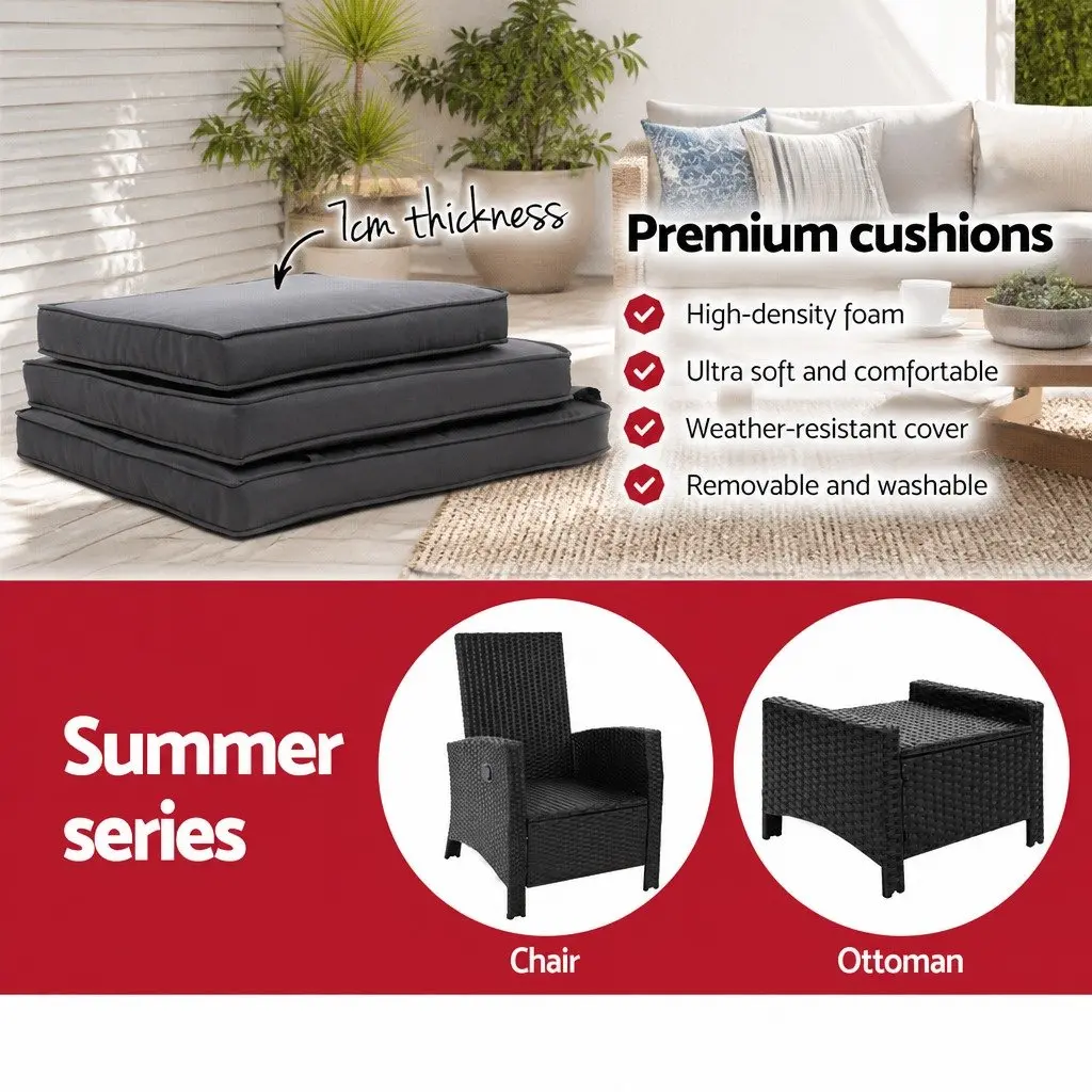 Wicker Recliner Chair Set