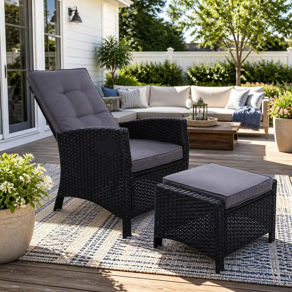 Wicker Recliner Chair Set