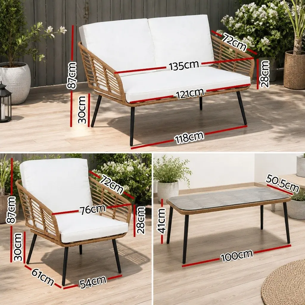 4-Piece Outdoor Lounge Sofa Set with Table