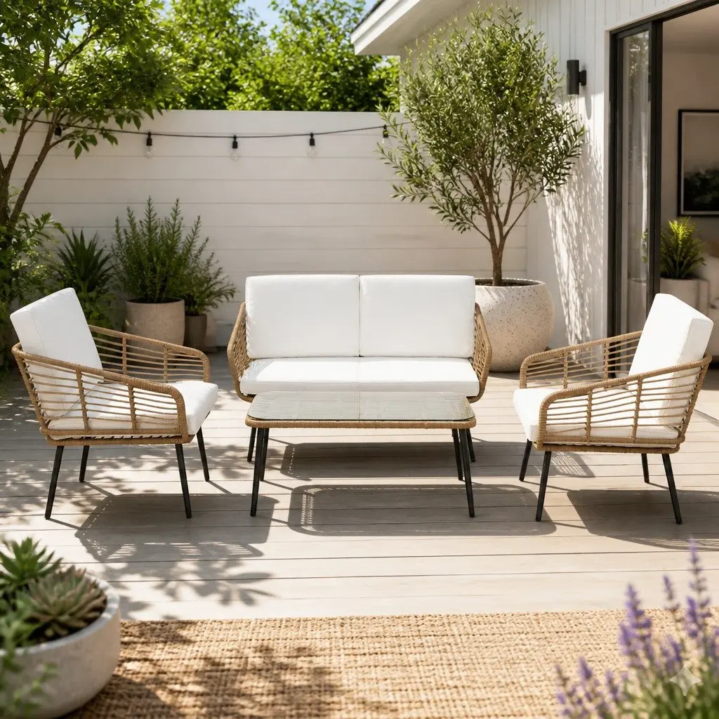 4-Piece Outdoor Lounge Sofa Set with Table
