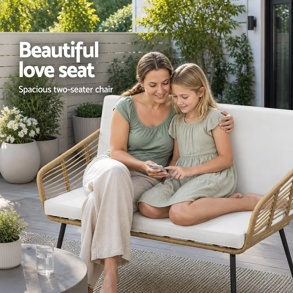4-Piece Outdoor Lounge Sofa Set with Table