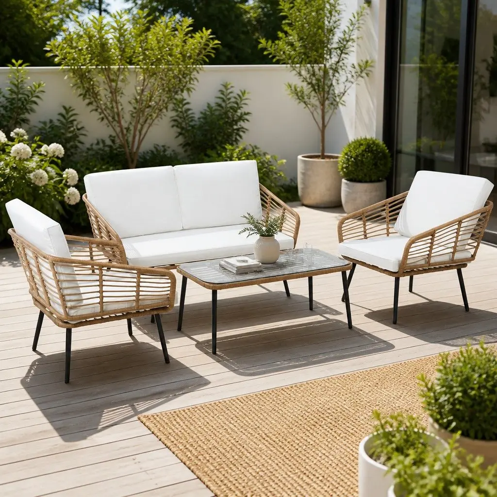 4-Piece Outdoor Lounge Sofa Set with Table