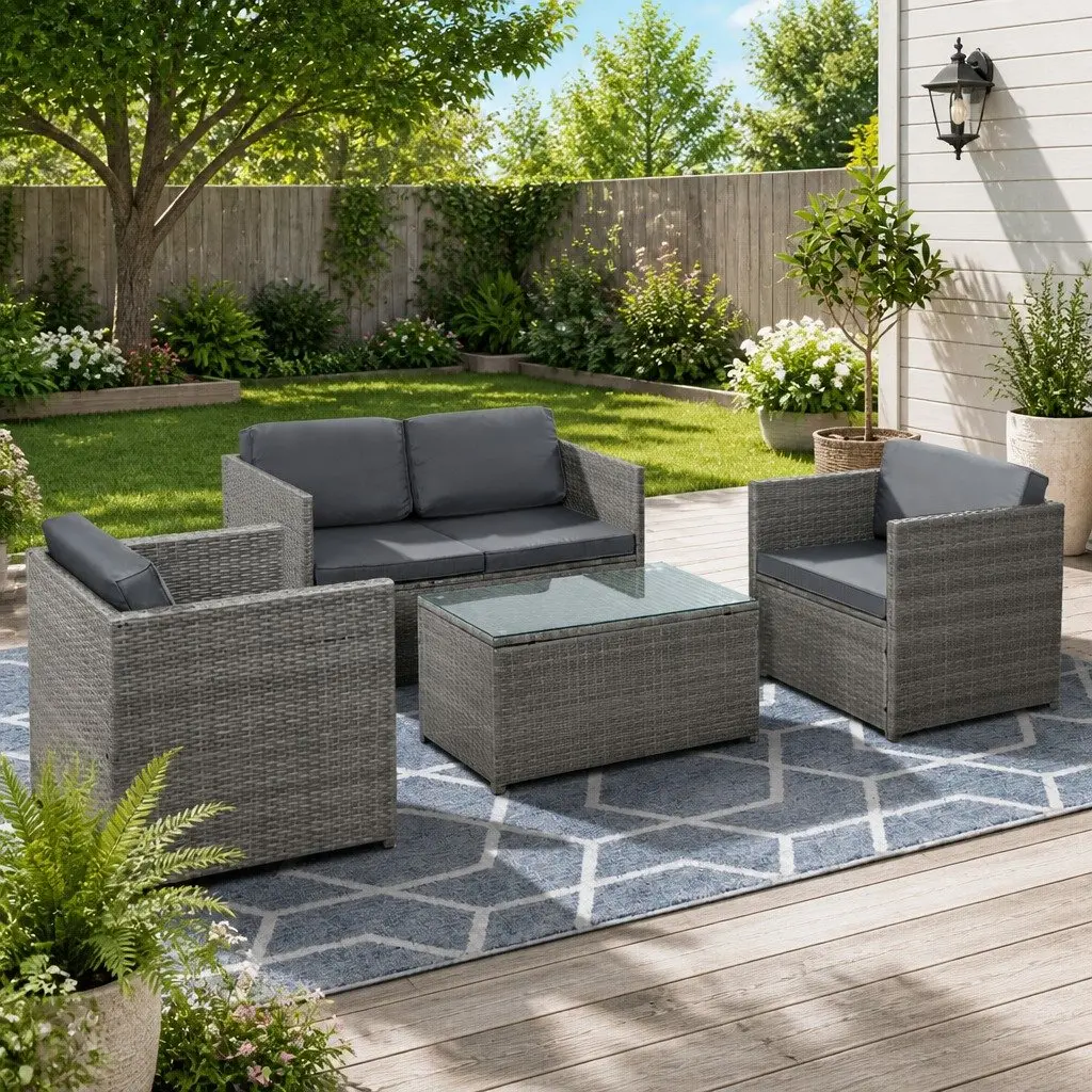 4-Piece Outdoor Wicker Sofa Set