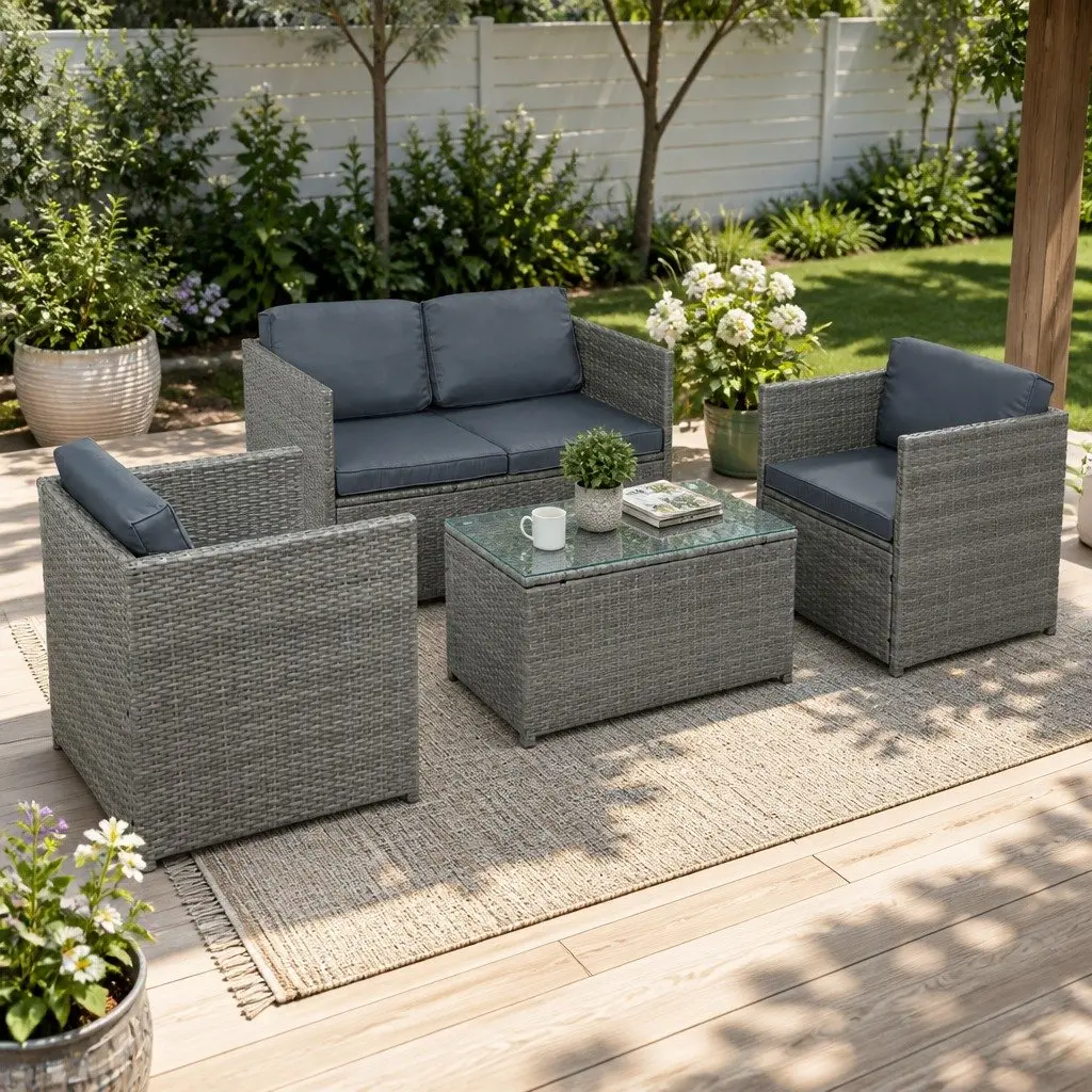 4-Piece Outdoor Wicker Sofa Set
