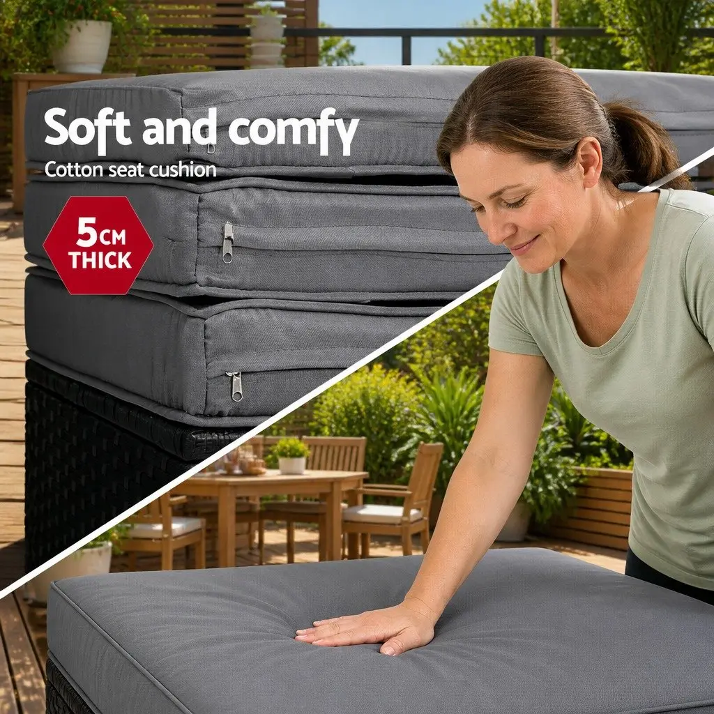 Outdoor Day Bed Sun Lounge Setting Wicker Lounger Patio Furniture Black 0-90