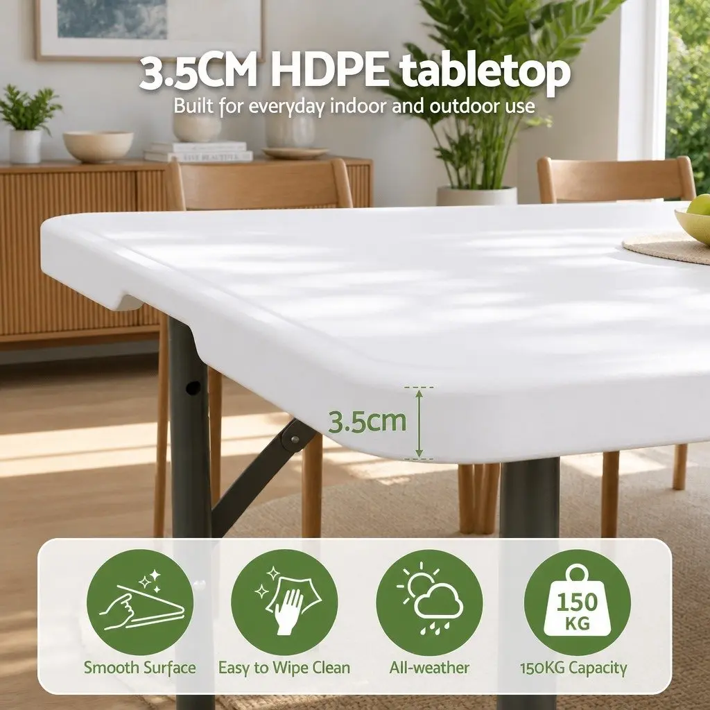 Folding Table Portable Adjustable Height 123cm Outdoor Utility