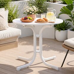 Round Folding Bistro Table 80cm Outdoor Patio Cafe Dining Desk White Portable