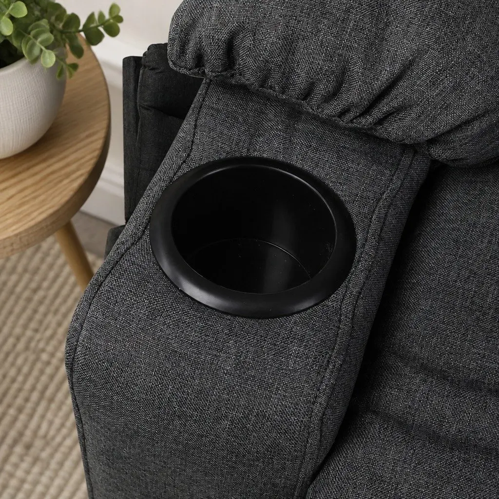Electric Lift Recliner Chair Black Microfibre Wide Seat Adjustable Backrest