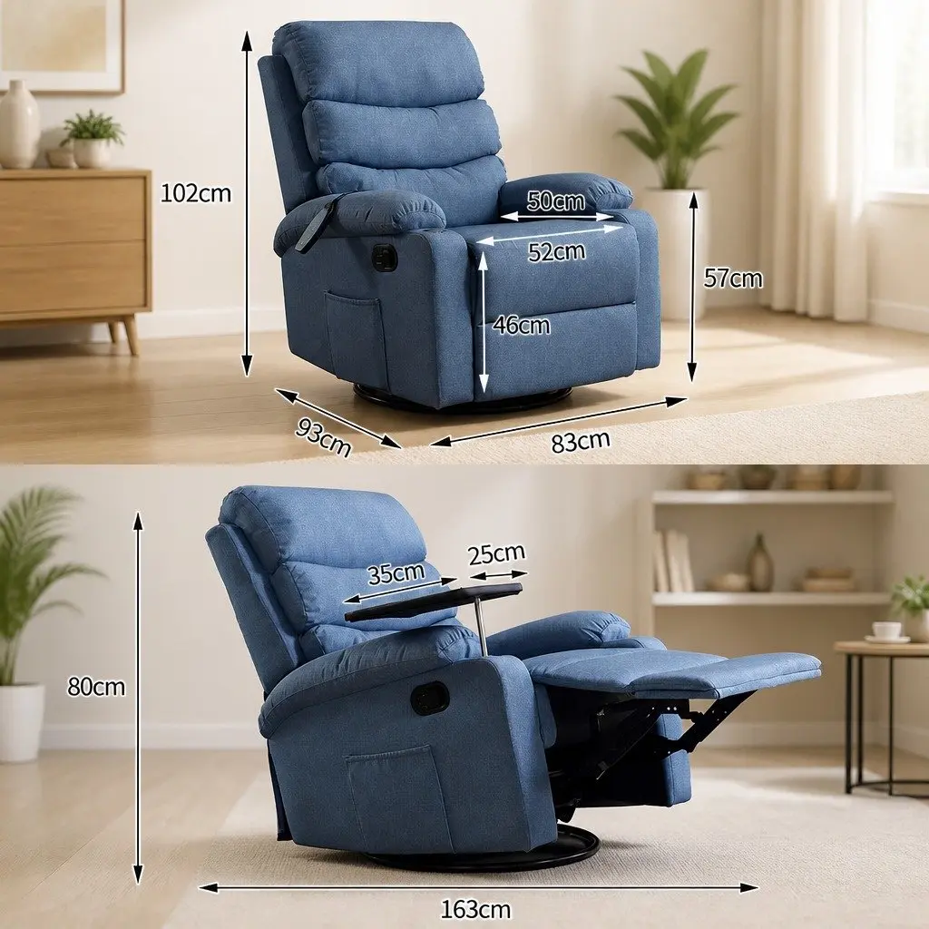 Blue Heated Massage Recliner Chair