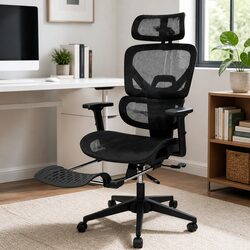 Ergonomic Office Chair Mesh Executive Seat with Footrest Adjustable Lumbar