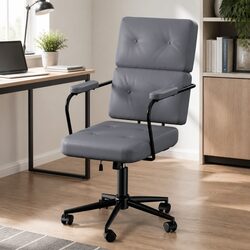 Ergonomic Office Chair PU Leather Computer Desk Chair Adjustable Height Grey