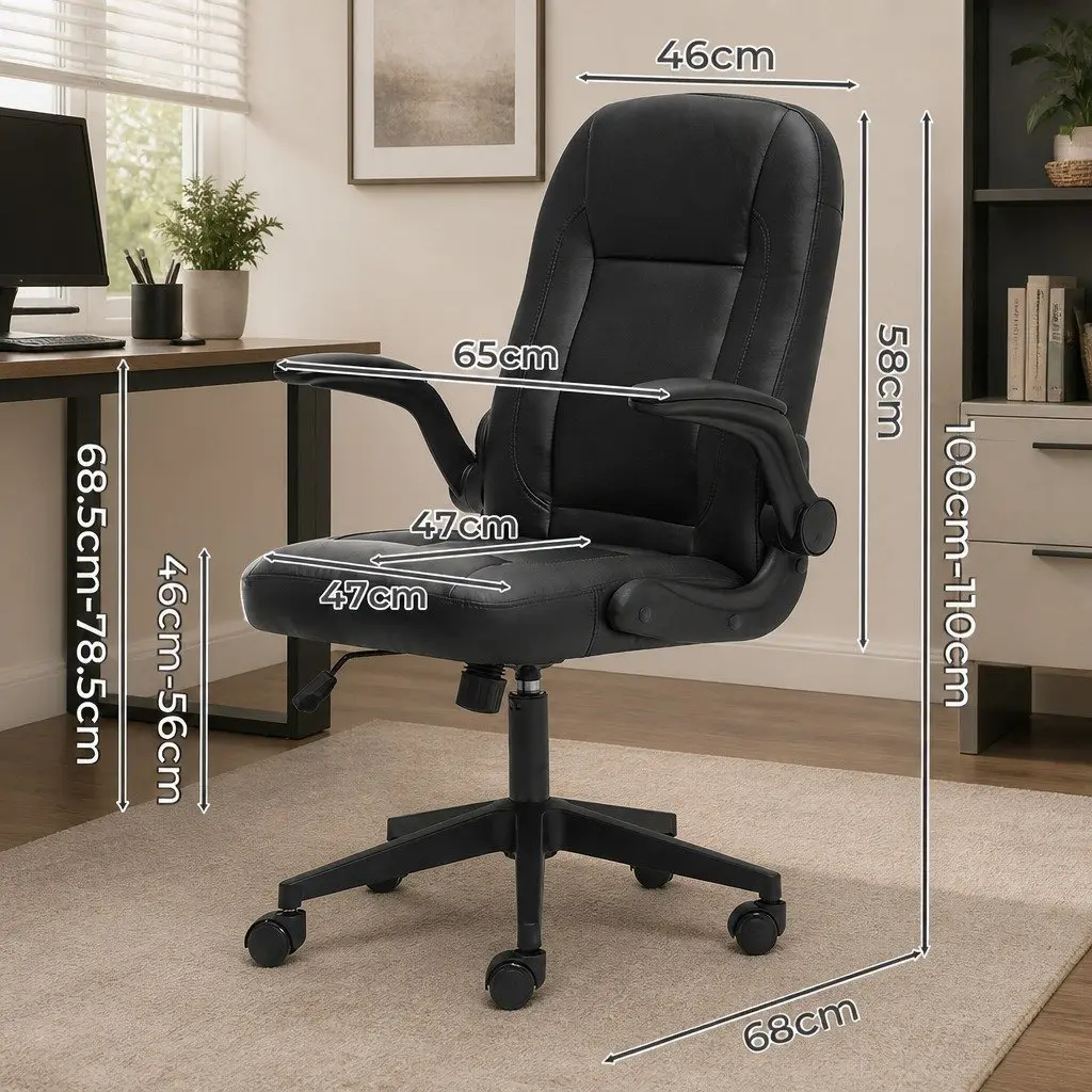 Executive Office Chair Ergonomic High Back Adjustable PU Black