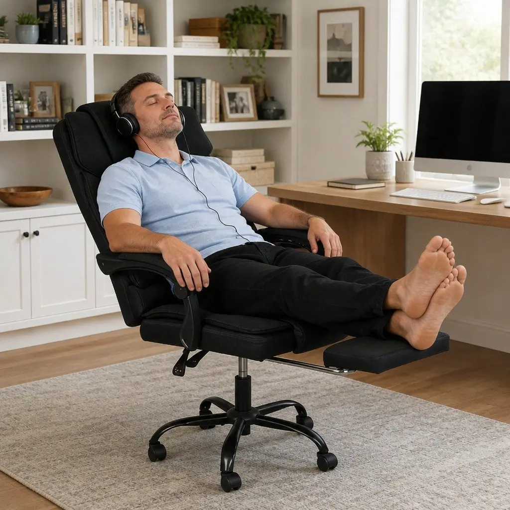 Ergonomic Office Chair Gaming Desk Chair Reclining Footrest 360° Swivel