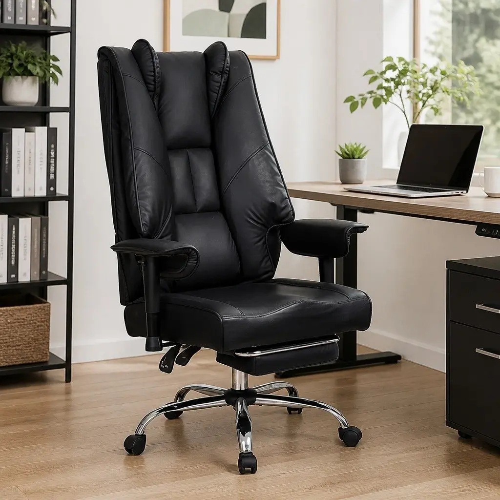 Heavy Duty Office Chair Ergonomic High Back Reclining 65.5cm x 65.5cm x 127-135cm Black