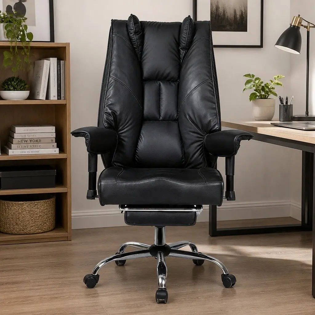 Heavy Duty Office Chair Ergonomic High Back Reclining 65.5cm x 65.5cm x 127-135cm Black