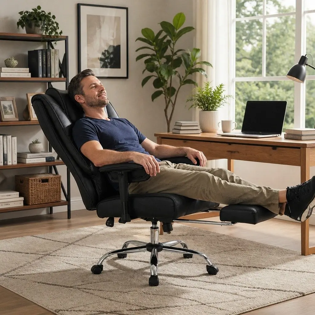 Heavy Duty Office Chair Ergonomic High Back Reclining 65.5cm x 65.5cm x 127-135cm Black