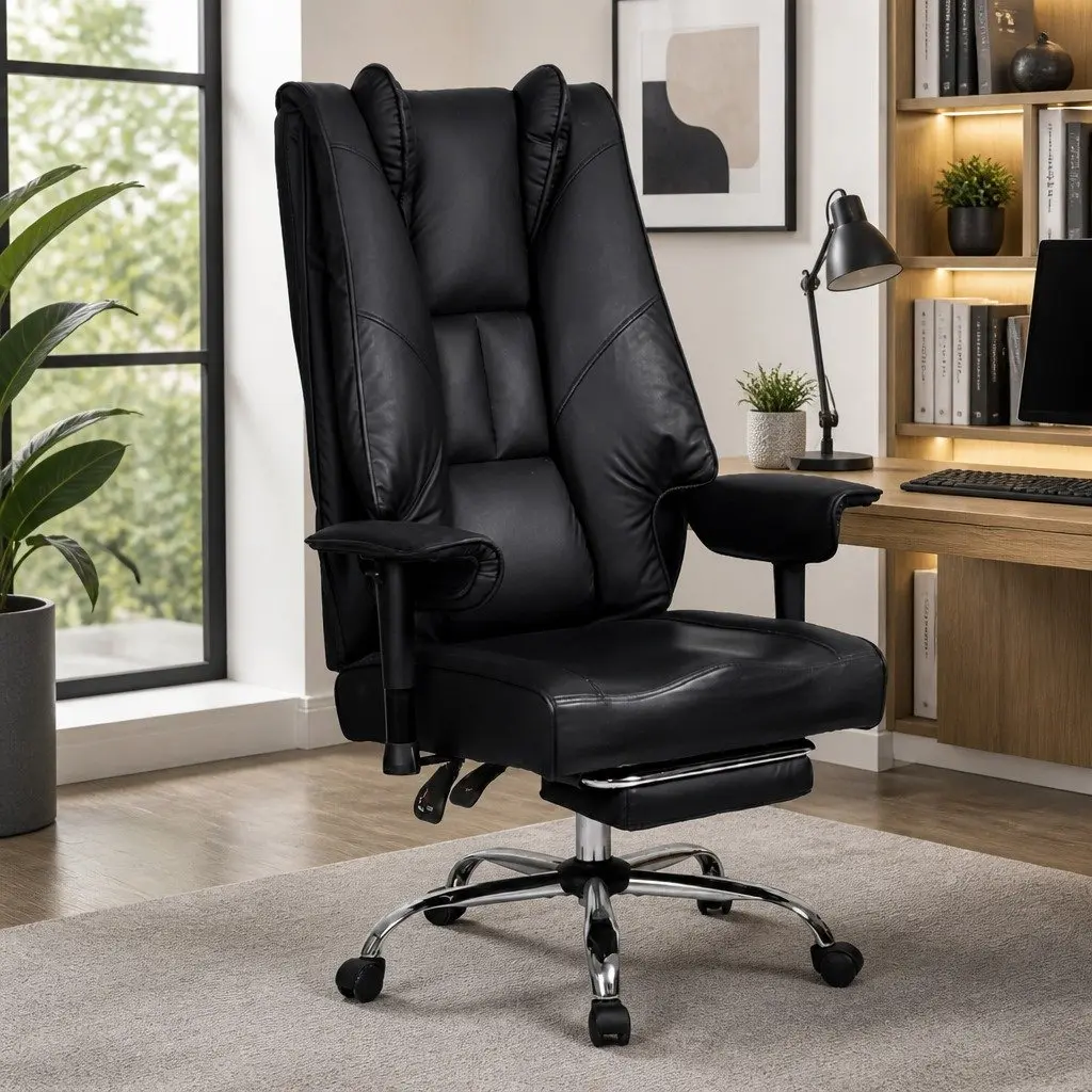 Heavy Duty Office Chair Ergonomic High Back Reclining 65.5cm x 65.5cm x 127-135cm Black