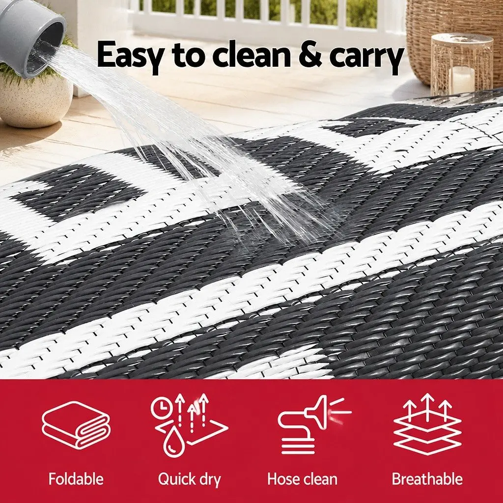 Outdoor Rug Reversible Dual-Sided 152x244cm Grey Large Carpet