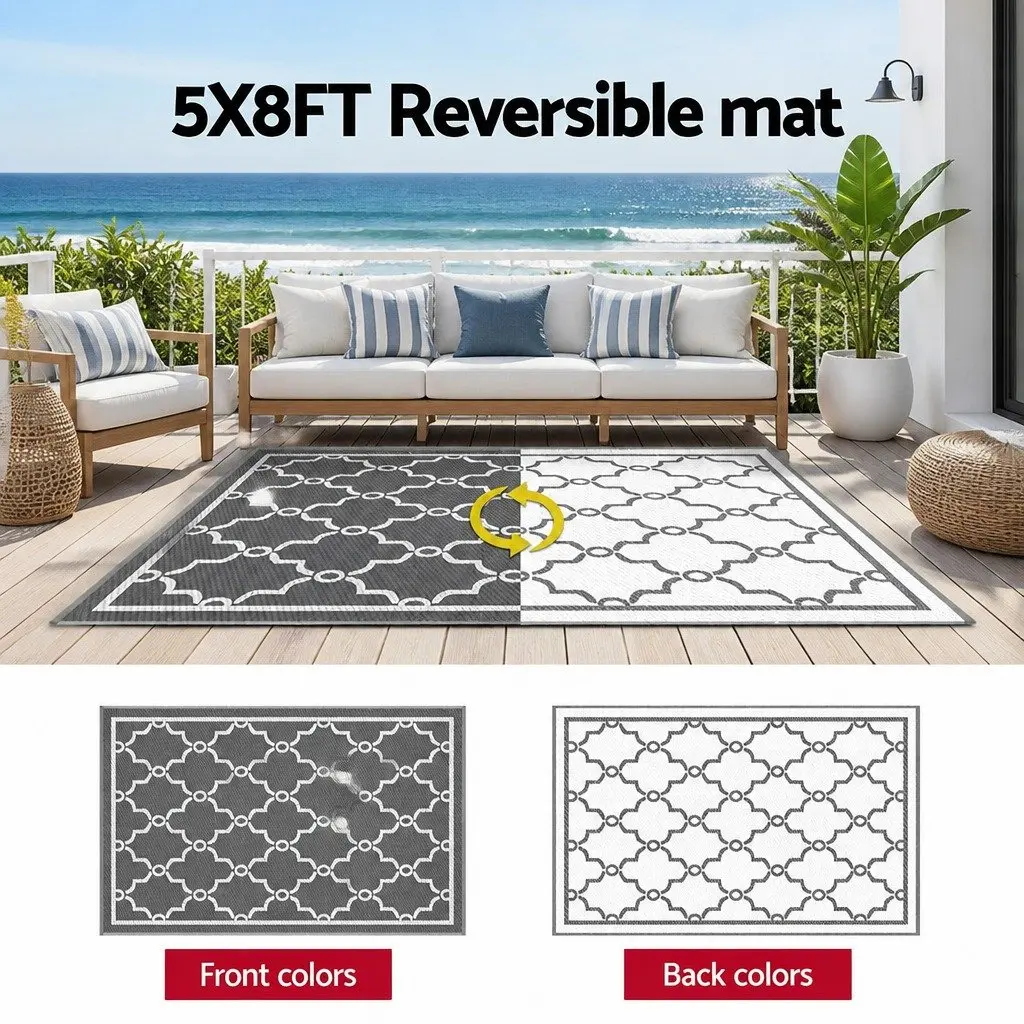 Outdoor Rug Reversible Dual-Sided 152x244cm Area Mat for Patio Backyard Garden