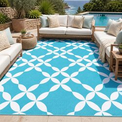 Outdoor Area Rug Reversible Dual-Sided Patio Carpet Large Mat Portable Garden