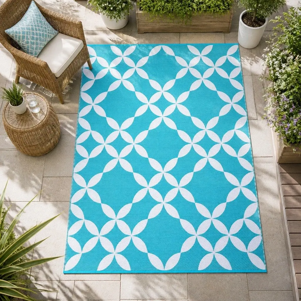 Outdoor Rug Reversible Dual-Sided Large Mat Portable Garden 274 x 366 cm
