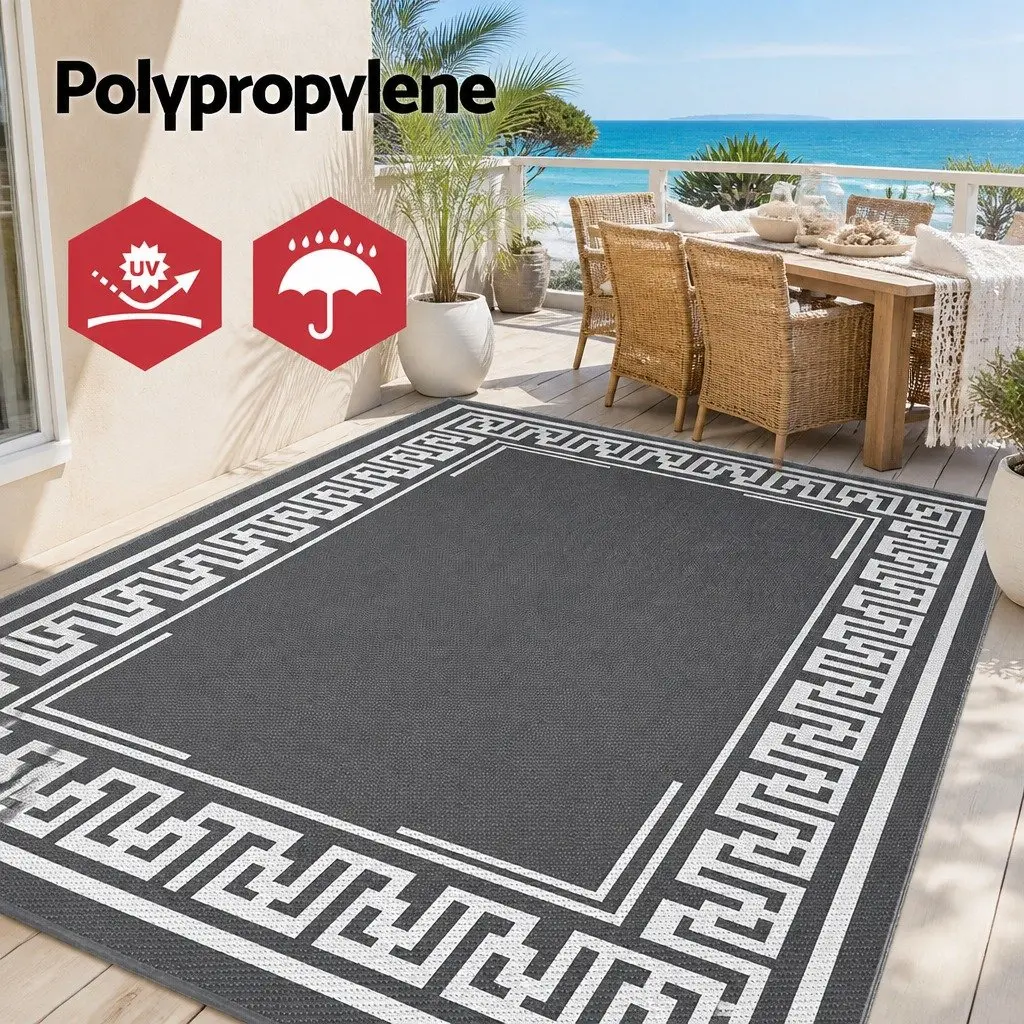 Outdoor Rug 274x366cm Large Reversible Area Mat Patio Carpet Dual-Sided Greek
