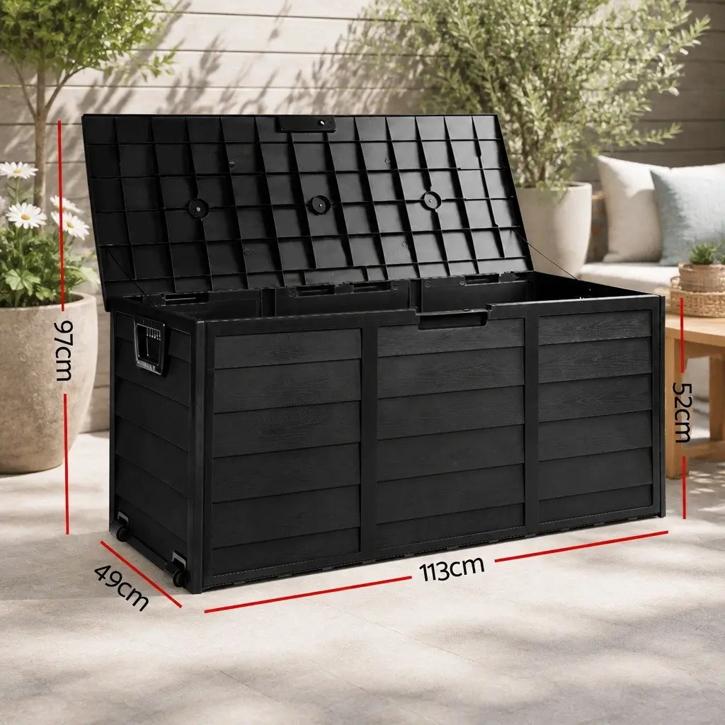 Outdoor Storage Box Lockable 290L Weather-resistant Black