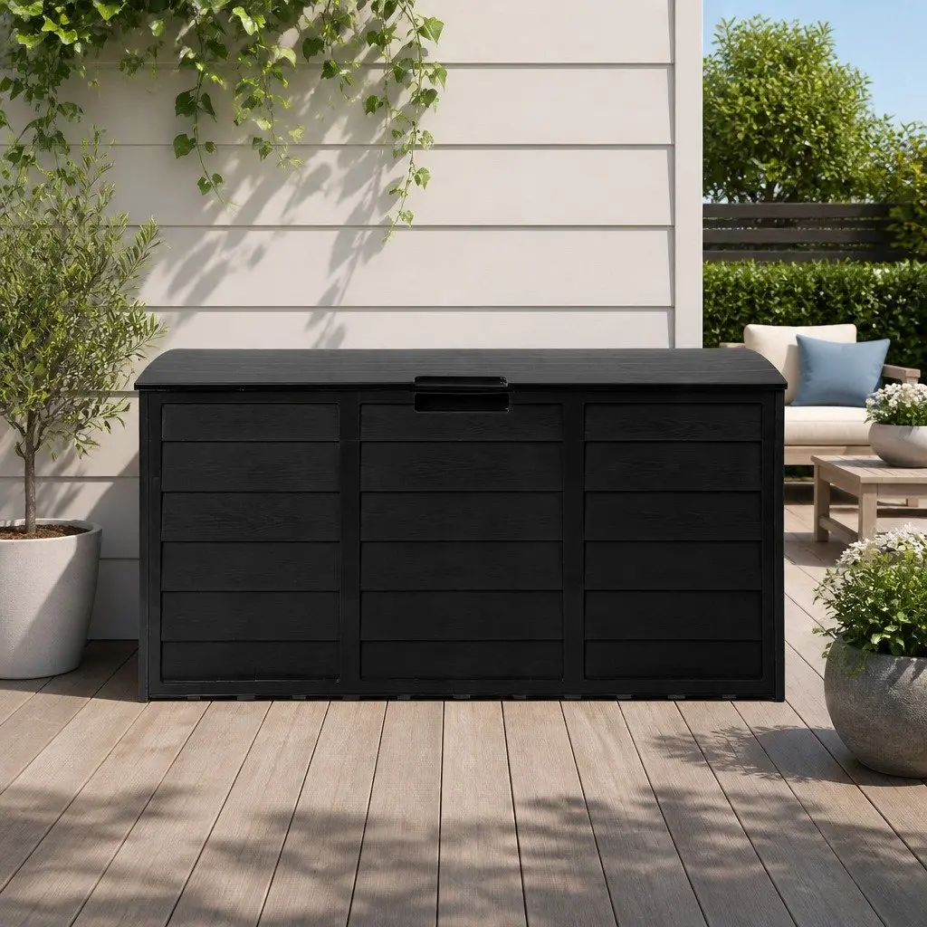 Outdoor Storage Box Lockable 290L Weather-resistant Black