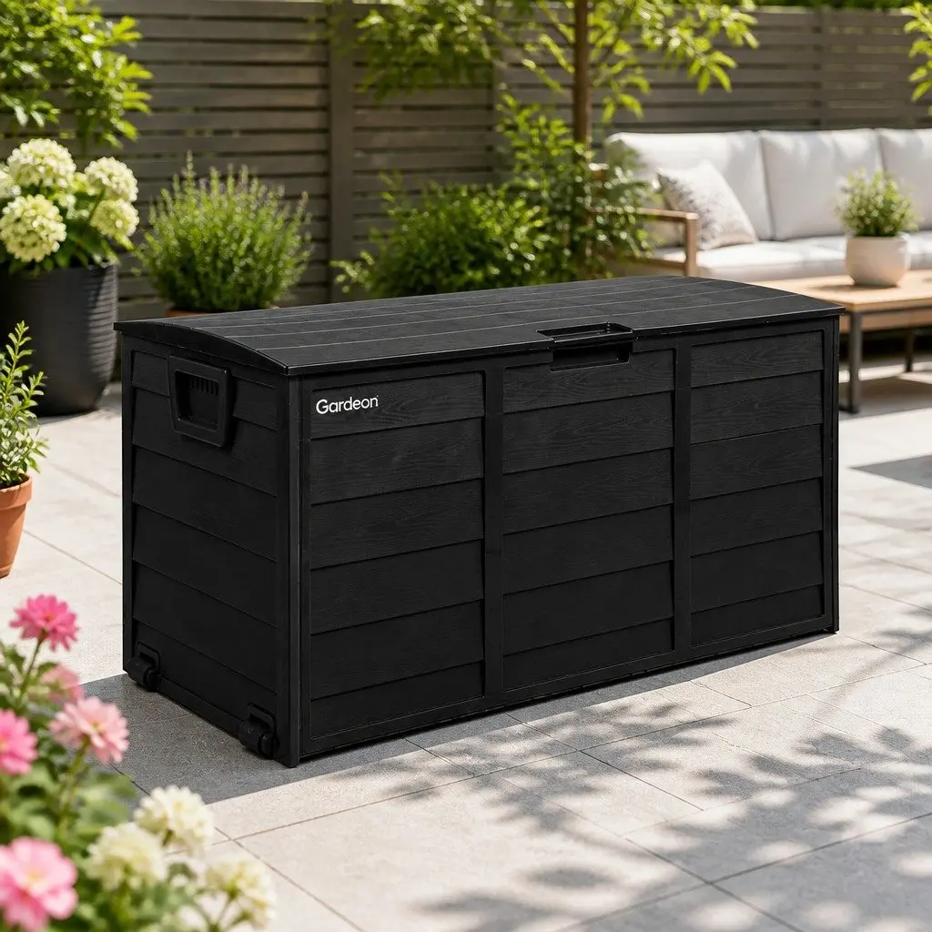 Outdoor Storage Box Lockable 290L Weather-resistant Black