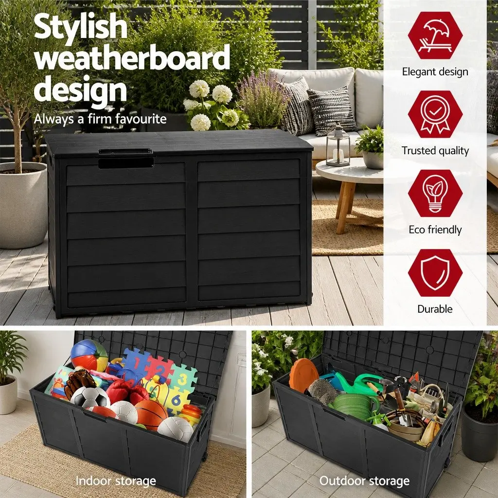 Outdoor Storage Box Lockable 290L Weather-resistant Black