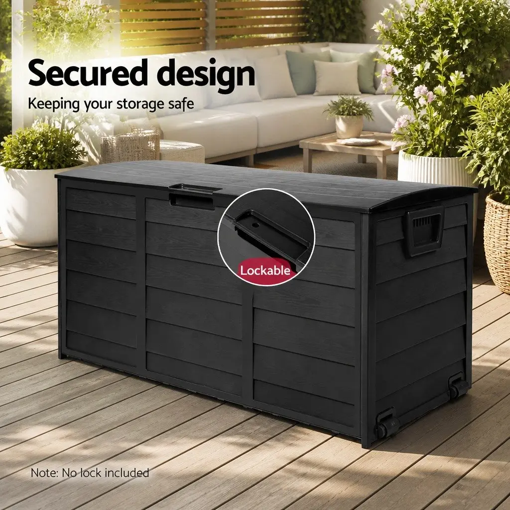 Outdoor Storage Box Lockable 290L Weather-resistant Black